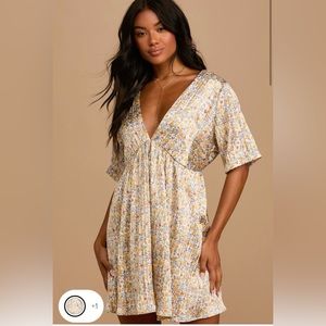 Lulus Floral Print Satin Babydoll Dress